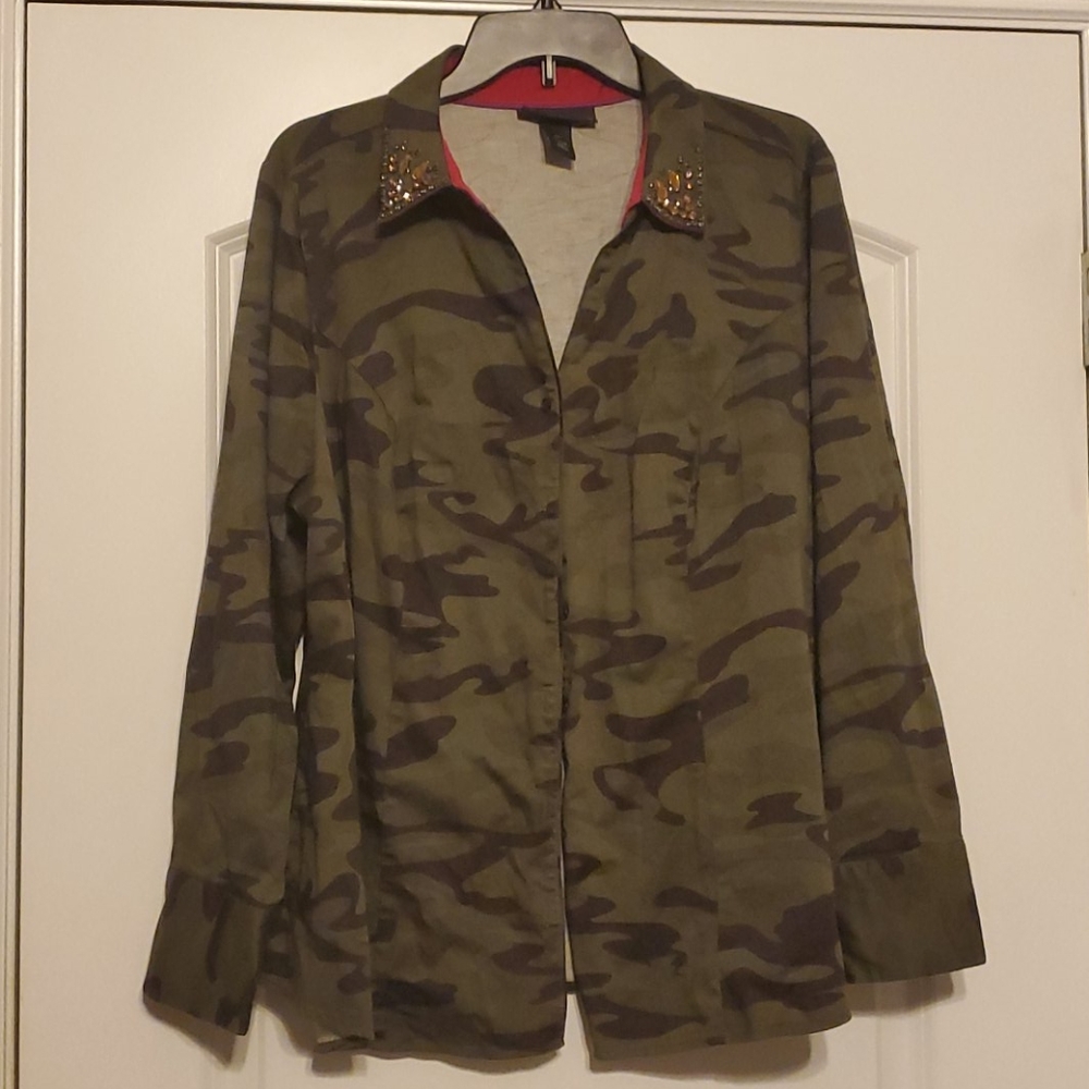 Lane Bryant Ladies Fashion Army Top